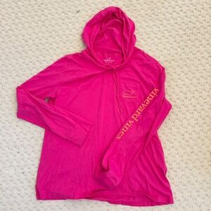 Vineyard Vines Kids Hot Pink Hoodie T-Shirt Long Sleeve Whale Logo Size L